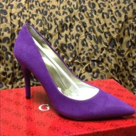 NWOT - Guess Purple Suede 3 1/2" Heels Sz 5 1/2 - Picture 5 of 7